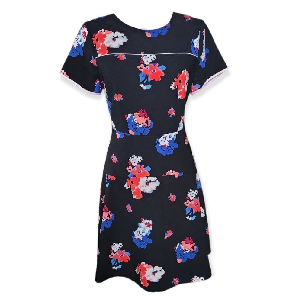 Vince Camuto Floral Short Sleeve A-Line Dress